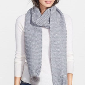 UGG Shearling Sheepskin Pom Pom Sequin Scarf